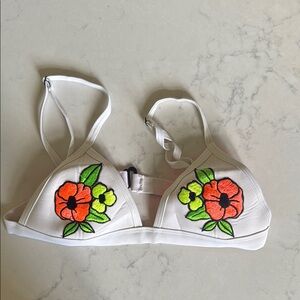 Triangl Swimwear White Floral Bikini Top